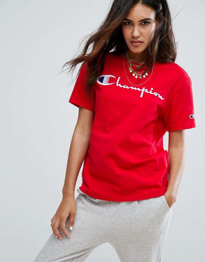 Champion Oversized T-shirt With Script Logo - Red