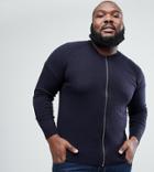 French Connection Plus Knitted Bomber Jacket-navy