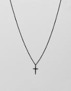 Bershka Chain Necklace With Cross Pendant In Black - Black