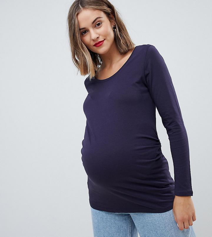 New Look Maternity Long Sleeve Top In Navy - Navy