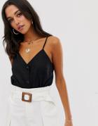 Asos Design Button Through Linen Cami-black