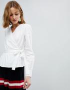 Vero Moda Wrap Shirt With Bubble Shoulder - White