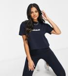 Napapijri Box Cropped T-shirt In Dark Navy Exclusive At Asos-blue