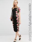 Asos Maternity Bodycon Dress With Placement Floral - Black