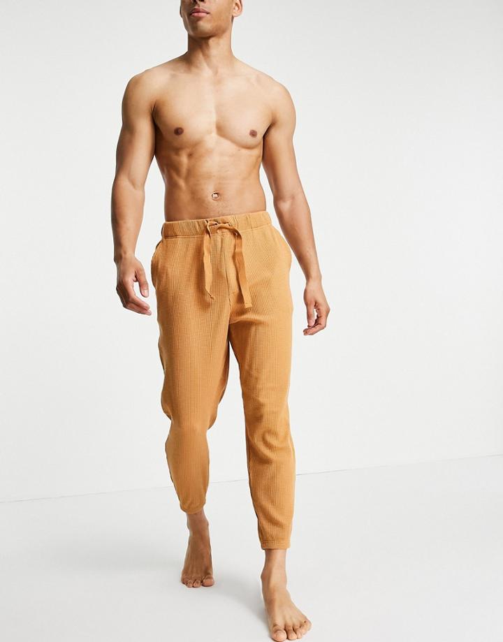 Asos Design Oversized Lounge Ribbed Joggers In Brown