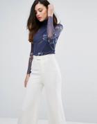 Ganni Etsu Mesh Rollneck Top - Navy