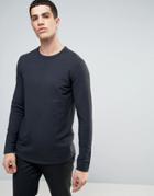 Selected Homme Longline Sweatshirt With Curved Hem And Back Stitch - Black