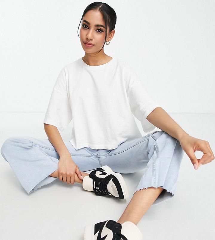 Topshop Petite Short Sleeve Boxy T-shirt In White
