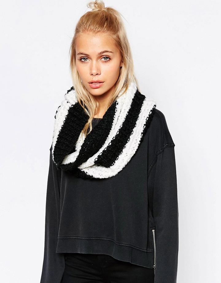 Cheap Monday Stripe Tube Scarf - White