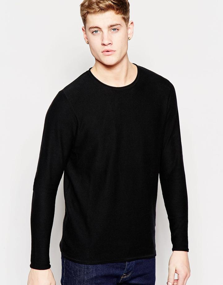 Jack & Jones Premium Crew Neck Knitted Sweater - Black