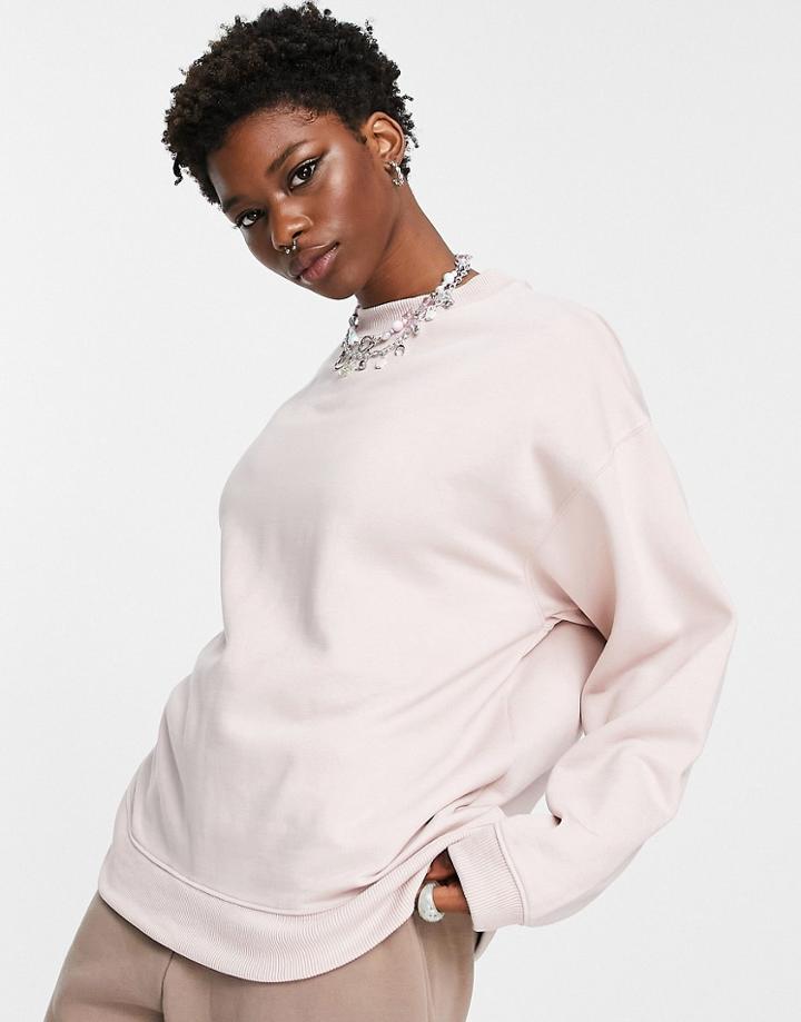 Topshop Oversized Sweat In Light Pink