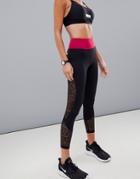 Asos 4505 Legging With Lace Panels And Color Block Waistband - Multi