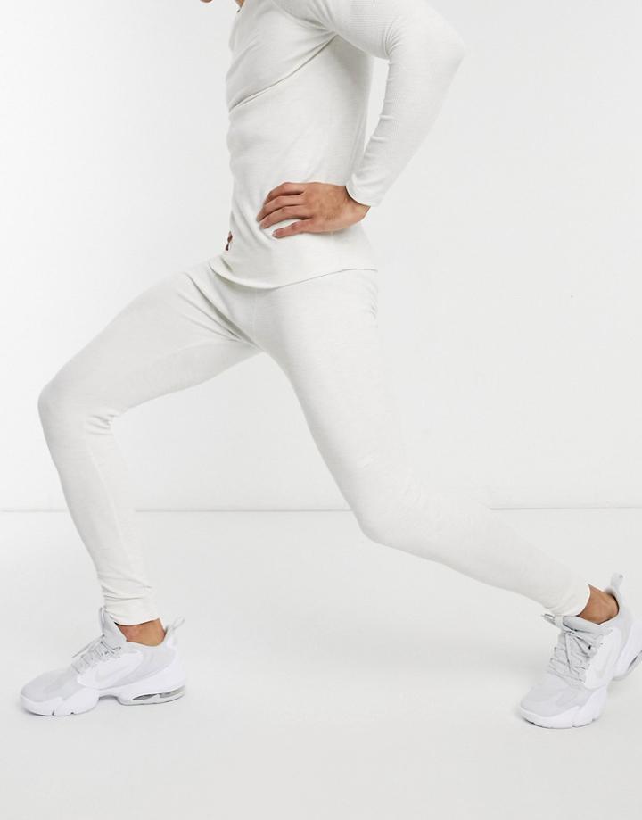 Asos 4505 Warm Base Layer Leggings In Waffle-white