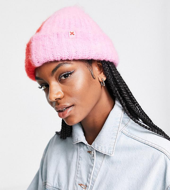 Collusion Unisex Half & Half Fluffy Yarn Beanie-multi