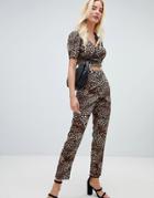 Fashion Union Cigarette Pants In Leopard Two-piece - Multi