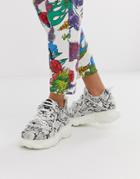Buffalo X Jaded London Snake Print Chain Chunky Sneakers - Multi