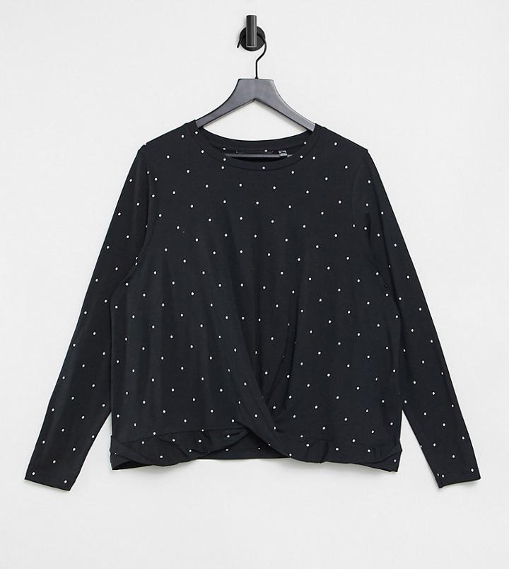 Vero Moda Curve Lounge Sweatshirt With Twist Detail In Black Dot-multi