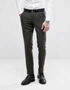 Asos Slim Suit Pants In Khaki Tweed - Green