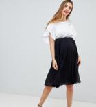 Asos Design Maternity Pleated Midi Skirt-black