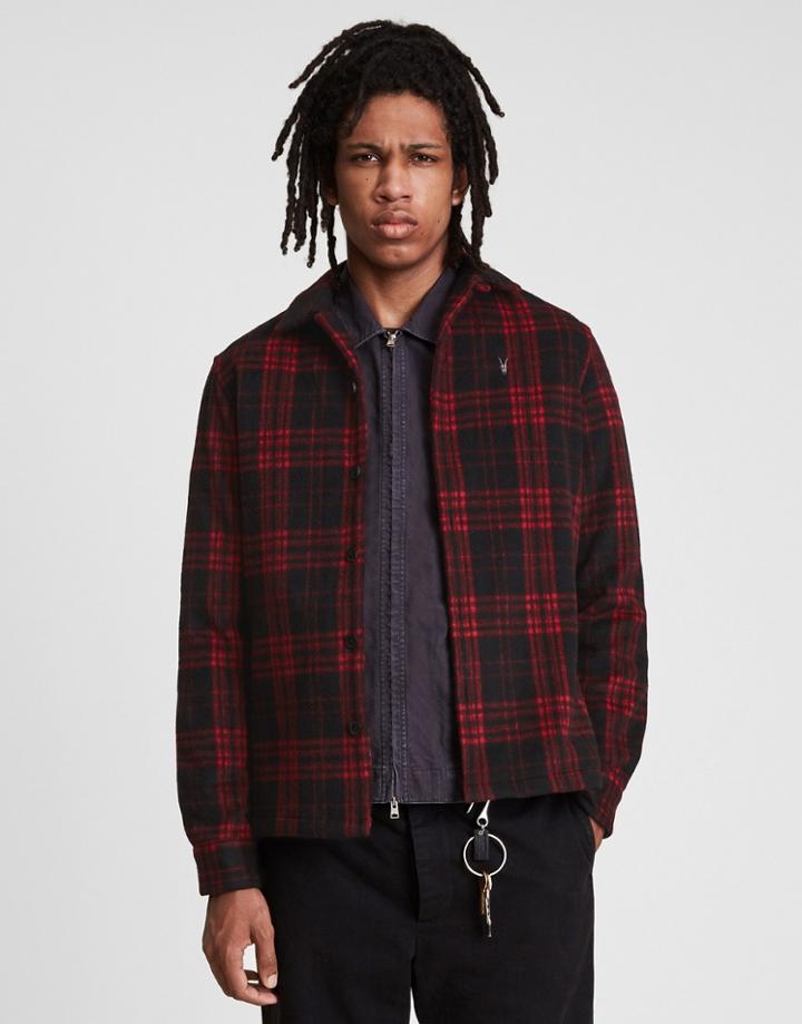 Allsaints Gardo Ramskull Red Checked Shirt In Red