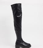 Asos Design Wide Fit Kate Flat Knee Boots In Black