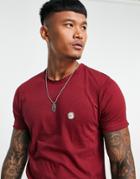 Le Breve Longline Raw Edge T-shirt In Burgundy-red