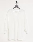 Asos Design Cableknit Effect Long Sleeve Sweater Dress In Ivory-white