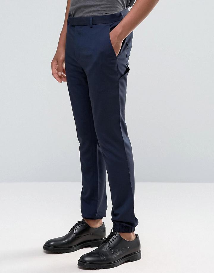 Asos Super Skinny Smart Joggers With Cargo Pockets - Navy