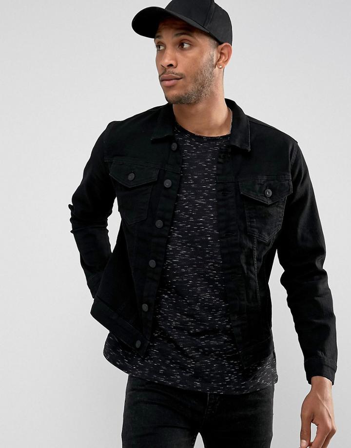 Only & Sons Denim Jacket In Black - Black