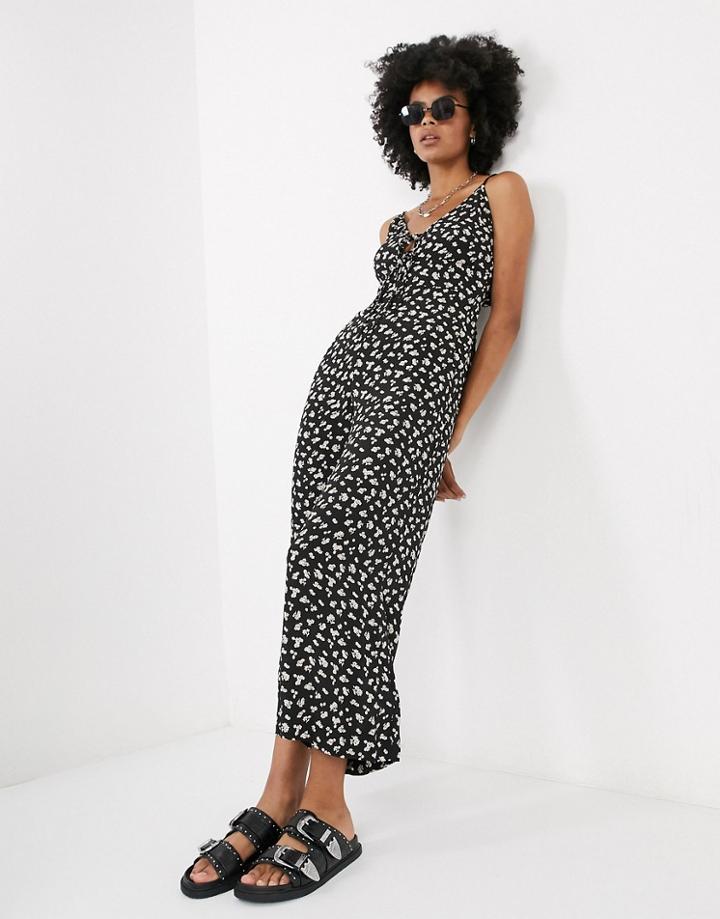 Topshop Jumpsuit In Floral Print-black