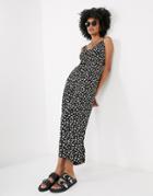 Topshop Jumpsuit In Floral Print-black