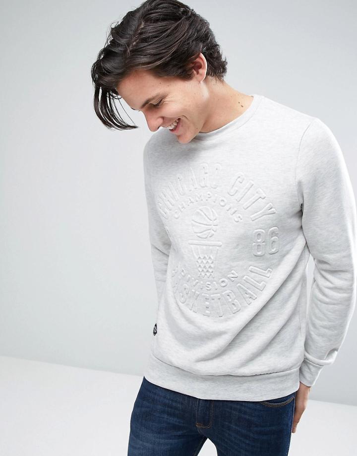 Threadbare Raised Embossed Print Sweat - Gray