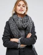 Pieces Gray Marl Scarf With Contrast Tassels - Black