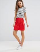 New Look Wrap D Ring Mini Skirt - Red