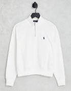 Polo Ralph Lauren Half Zip Terry Toweling Sweater In White