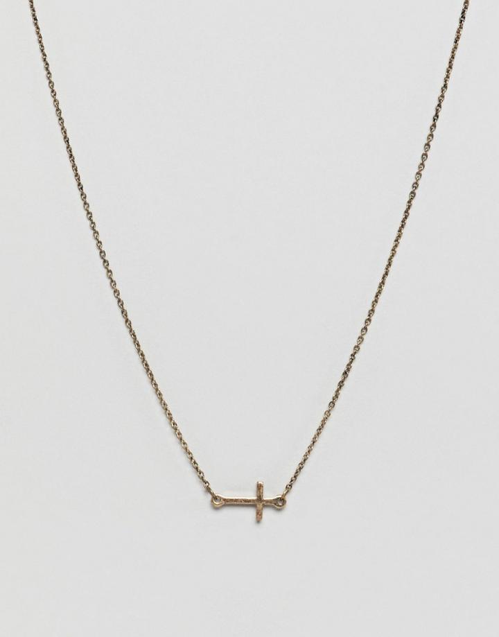 Icon Brand Gold Necklace With Cross Charm - Gold