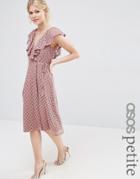 Asos Petite Ruffle Wrap Lace Dress - Pink