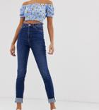 Monki Oki Skinny High Waist Jeans With Organic Cotton In New Mid Blue - Blue
