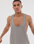 Asos Design Organic Tank With Extreme Racer Back In Beige - Beige