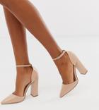 Asos Design Pebble Pointed High Block Heels-beige