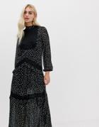 River Island Maxi Dress With Lace Tiering In Black