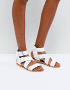 Asos Fargo Leather Gladiator Flat Sandals - White