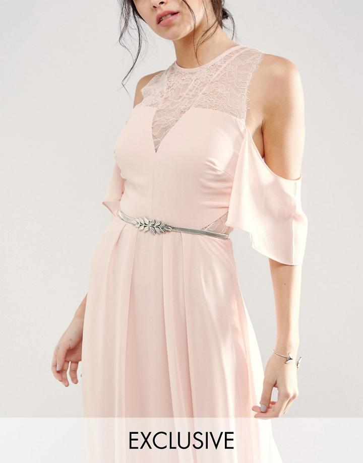True Decadence Metal Leaf Occasion Belt In Silver - Silver