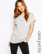 Asos Petite Oversized T-shirt With Embroidered Heart - Gray Marl