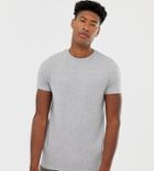 Asos Design Tall T-shirt With Crew Neck In Gray Marl