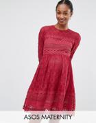 Asos Maternity Premium Lace Skater Dress - Red