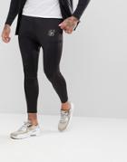 Siksilk Skinny Track Joggers In Black With Gold Logo - Black