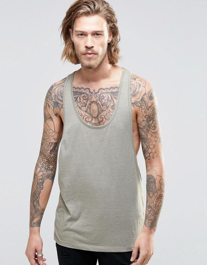Asos Tank With Extreme Racer Back In Green - Green