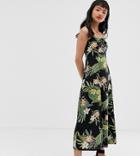 Asos Design Petite Cami Maxi Dress In Tropical Print - Multi