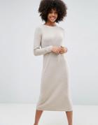 Asos Eco Knitted Dress In Super Soft Yarn - Beige